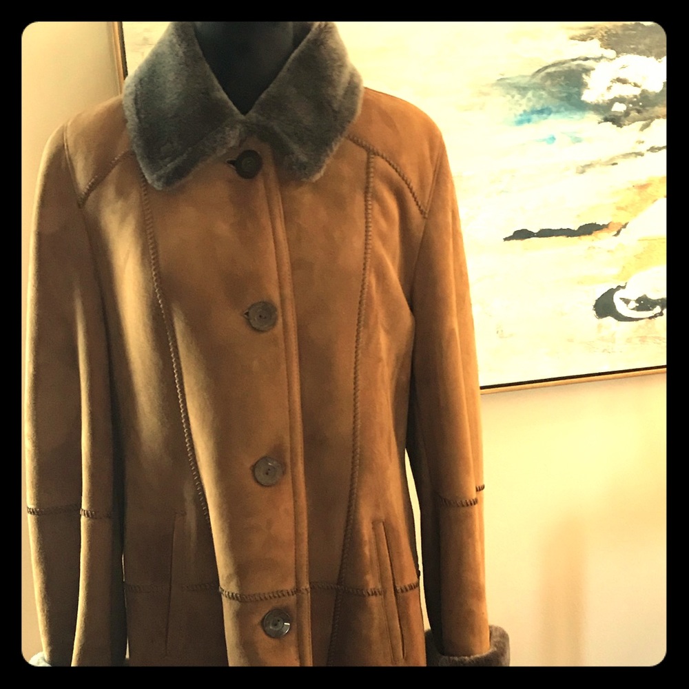 Tobacco Shearling Stroll With Detachable Hood